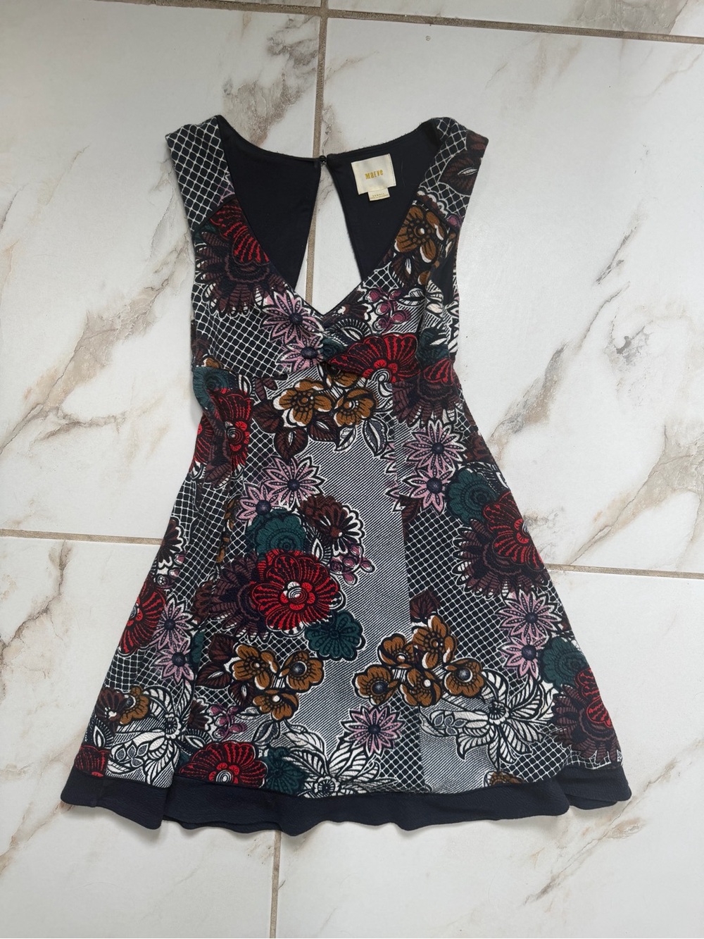 Maeve Multi-Color Floral V-Neck Mini Dress
